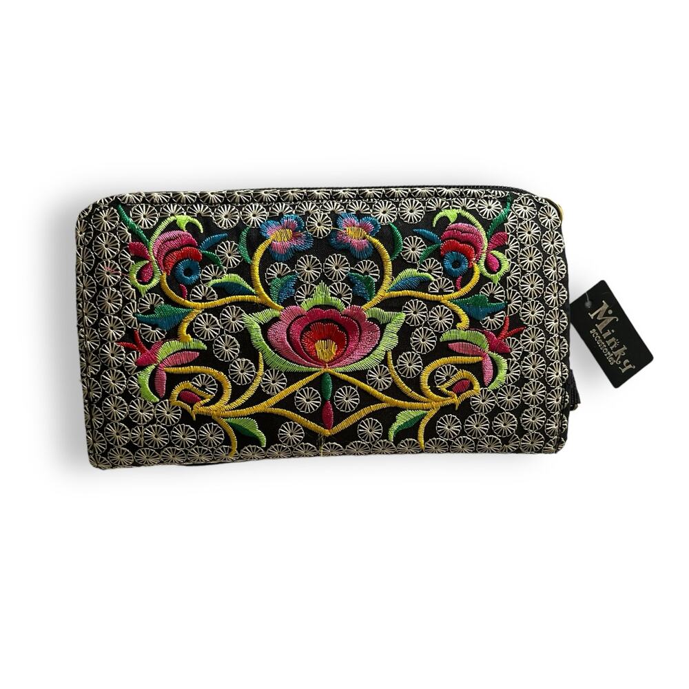 Minky embroidered wallet Mexican talavera design NWT - Picture 2 of 6